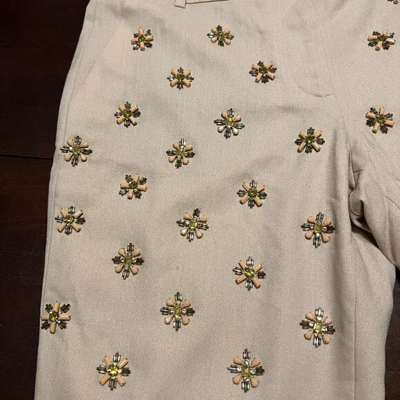 J CREW CAFE CAPRI BEADED EMBELLISHMENT SIZE 8 NWT COLOR BISCUIT - Picture 12 of 16